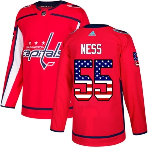 Men's Aaron Ness Washington Capitals Authentic USA Flag Fashion Jersey - Red