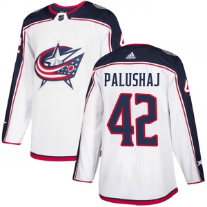 Men's Aaron Palushaj Columbus Blue Jackets Authentic Away Jersey - White