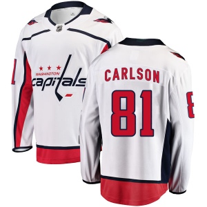 Men's Adam Carlson Washington Capitals Breakaway Away Jersey - White