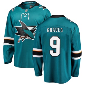 Men's Adam Graves San Jose Sharks Breakaway Home Jersey - Teal