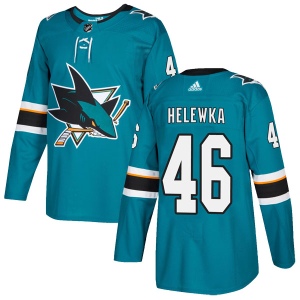 Men's Adam Helewka San Jose Sharks Authentic Home Jersey - Teal