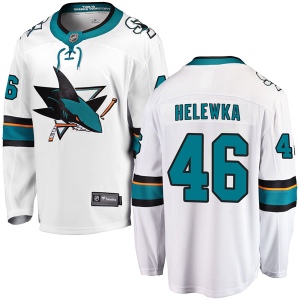 Men's Adam Helewka San Jose Sharks Breakaway Away Jersey - White