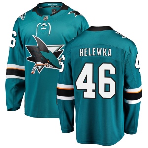 Men's Adam Helewka San Jose Sharks Breakaway Home Jersey - Teal