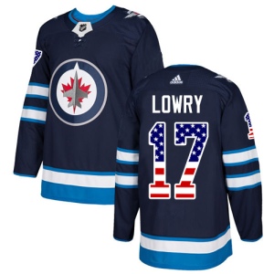 Men's Adam Lowry Winnipeg Jets Authentic USA Flag Fashion Jersey - Navy Blue