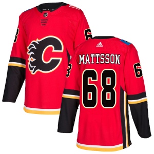 Men's Adam Ollas Mattsson Calgary Flames Authentic Home Jersey - Red