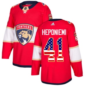 Men's Aleksi Heponiemi Florida Panthers Authentic USA Flag Fashion Jersey - Red