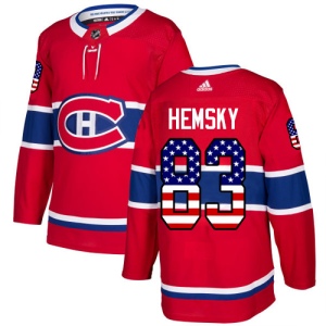 Men's Ales Hemsky Montreal Canadiens Authentic USA Flag Fashion Jersey - Red