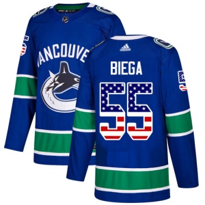 Men's Alex Biega Vancouver Canucks Authentic USA Flag Fashion Jersey - Blue