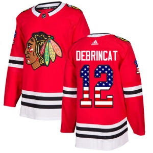 Men's Alex DeBrincat Chicago Blackhawks Authentic USA Flag Fashion Jersey - Red