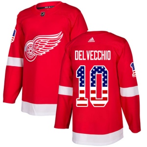 Men's Alex Delvecchio Detroit Red Wings Authentic USA Flag Fashion Jersey - Red