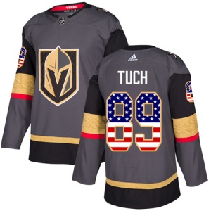 Men's Alex Tuch Vegas Golden Knights Authentic Gray USA Flag Fashion Jersey - Gold