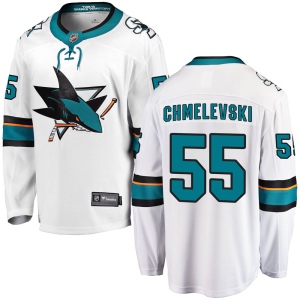 Men's Alexander Chmelevski San Jose Sharks Breakaway Away Jersey - White