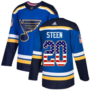 Men's Alexander Steen St. Louis Blues Authentic USA Flag Fashion Jersey - Blue