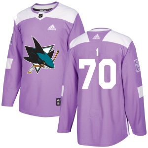 Men's Alexander True San Jose Sharks Authentic Hockey Fights Cancer Jersey - Purple