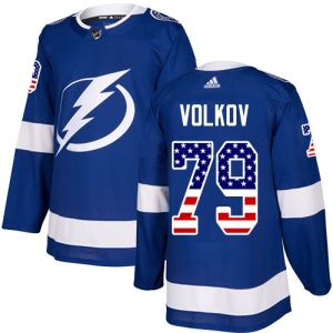 Men's Alexander Volkov Tampa Bay Lightning Authentic USA Flag Fashion Jersey - Blue