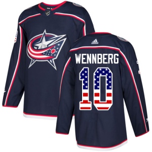 Men's Alexander Wennberg Columbus Blue Jackets Authentic USA Flag Fashion Jersey - Navy Blue