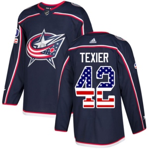 Men's Alexandre Texier Columbus Blue Jackets Authentic USA Flag Fashion Jersey - Navy Blue