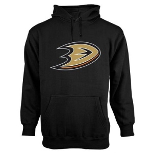 Men's Anaheim Ducks Old Time Hockey Big Logo with Crest Pullover Hoodie - - Black