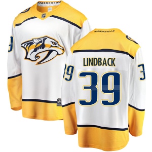 Men's Anders Lindback Nashville Predators Breakaway Away Jersey - White