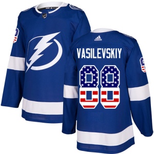 Men's Andrei Vasilevskiy Tampa Bay Lightning Authentic USA Flag Fashion Jersey - Blue