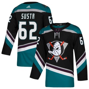 Men's Andrej Sustr Anaheim Ducks Authentic Teal Alternate Jersey - Black