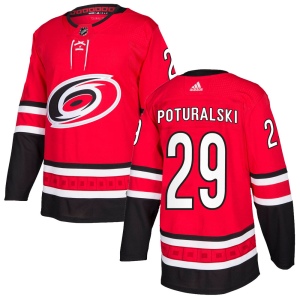 Men's Andrew Poturalski Carolina Hurricanes Authentic Home Jersey - Red