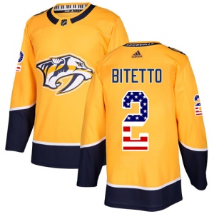 Men's Anthony Bitetto Nashville Predators Authentic USA Flag Fashion Jersey - Gold