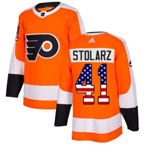 Men's Anthony Stolarz Philadelphia Flyers Authentic USA Flag Fashion Jersey - Orange