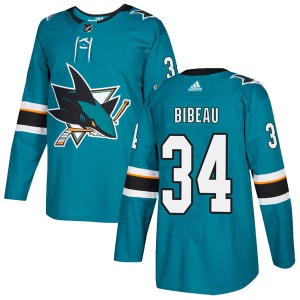 Men's Antoine Bibeau San Jose Sharks Authentic Home Jersey - Teal