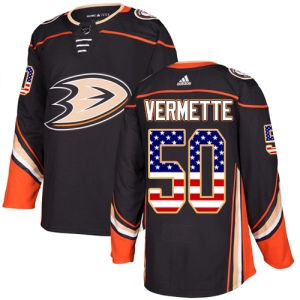 Men's Antoine Vermette Anaheim Ducks Authentic USA Flag Fashion Jersey - Black