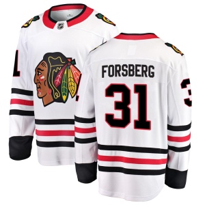 Men's Anton Forsberg Chicago Blackhawks Breakaway Away Jersey - White