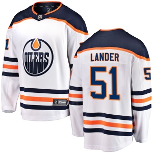 Men's Anton Lander Edmonton Oilers Authentic Away Breakaway Jersey - White