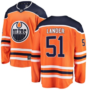 Men's Anton Lander Edmonton Oilers Authentic r Home Breakaway Jersey - Orange