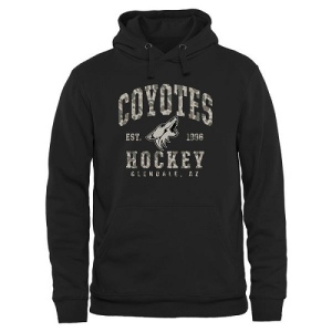 Men's Arizona Coyotes Camo Stack Pullover Hoodie - Black