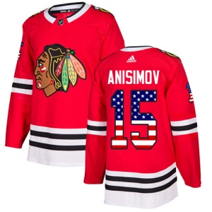 Men's Artem Anisimov Chicago Blackhawks Authentic USA Flag Fashion Jersey - Red