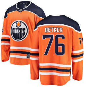 Men's Ben Betker Edmonton Oilers Authentic r Home Breakaway Jersey - Orange