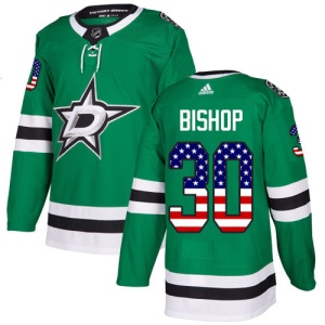 Men's Ben Bishop Dallas Stars Authentic USA Flag Fashion Jersey - Green