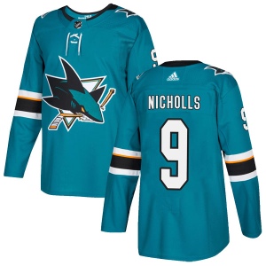 Men's Bernie Nicholls San Jose Sharks Authentic Home Jersey - Teal