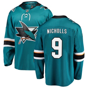 Men's Bernie Nicholls San Jose Sharks Breakaway Home Jersey - Teal