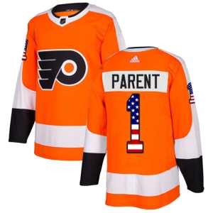 Men's Bernie Parent Philadelphia Flyers Authentic USA Flag Fashion Jersey - Orange