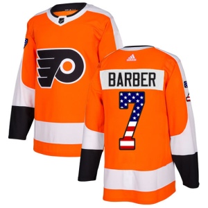 Men's Bill Barber Philadelphia Flyers Authentic USA Flag Fashion Jersey - Orange