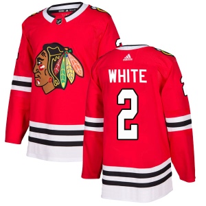 Men's Bill White Chicago Blackhawks Authentic Red Home Jersey - White