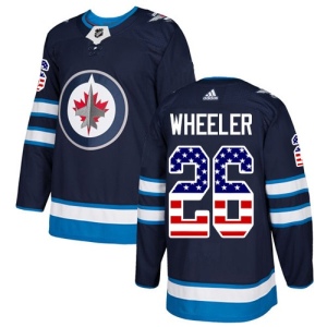 Men's Blake Wheeler Winnipeg Jets Authentic USA Flag Fashion Jersey - Navy Blue