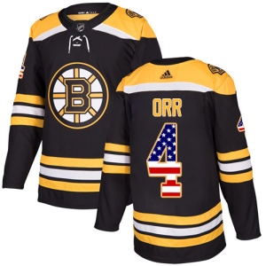 Men's Bobby Orr Boston Bruins Authentic USA Flag Fashion Jersey - Black