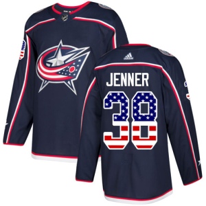 Men's Boone Jenner Columbus Blue Jackets Authentic USA Flag Fashion Jersey - Navy Blue