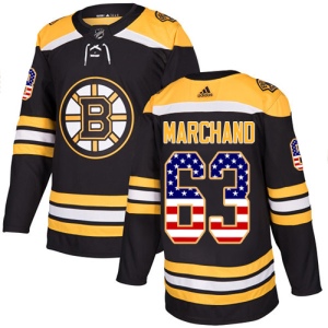 Men's Brad Marchand Boston Bruins Authentic USA Flag Fashion Jersey - Black