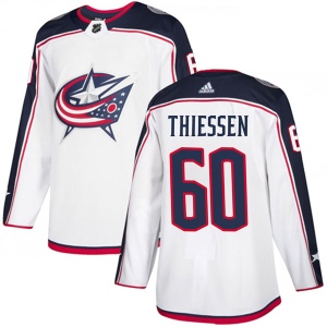 Men's Brad Thiessen Columbus Blue Jackets Authentic Away Jersey - White