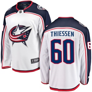 Men's Brad Thiessen Columbus Blue Jackets Breakaway Away Jersey - White