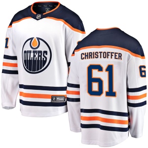 Men's Braden Christoffer Edmonton Oilers Authentic Away Breakaway Jersey - White