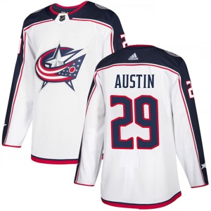 Men's Brady Austin Columbus Blue Jackets Authentic Away Jersey - White